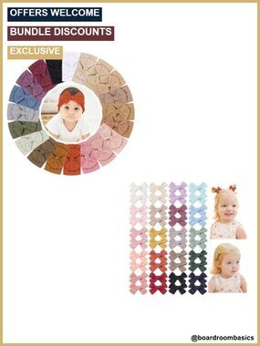20pc Baby Headbands with Bows & Mini Lined Hair Clips Set
